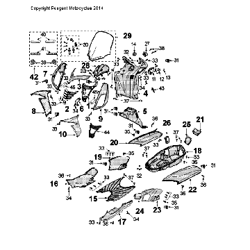 Kappen - Beplating - Helmbak voor VGAJ2ABAA80080175 Peugeot Citystar 50 Zwart