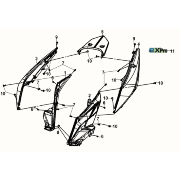 Body cover Sym E-XPRO 45KM/U 2020-2021 Gray (GY-010U)