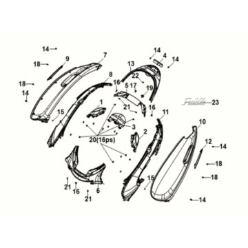 Body cover Sym Fiddle IV 125i AC CBS E5 2020-2021 WHITE (WH-8028P)