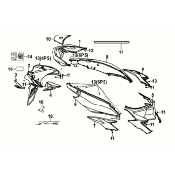 Body cover Sym Jet 14 125I AC E5 2021-2024 MATT BROWN (BR-497U)