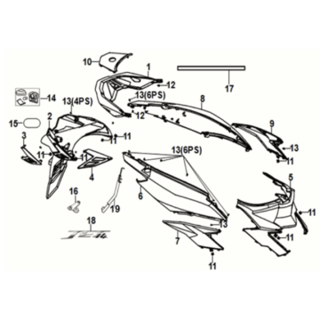 Body cover Sym Jet 14 125I LC E5 2021-2024 GRAY (GY-430C)