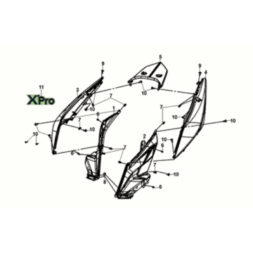 Body cover Sym X-Pro 50 E5 Red (R-010CA)