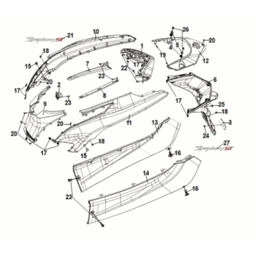 Body cover tail light Sym Symphony ST E5 Gray (GY-430C)