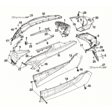 Body cover tail light Sym Symphony ST E5  Gray / Red (GY-430C)