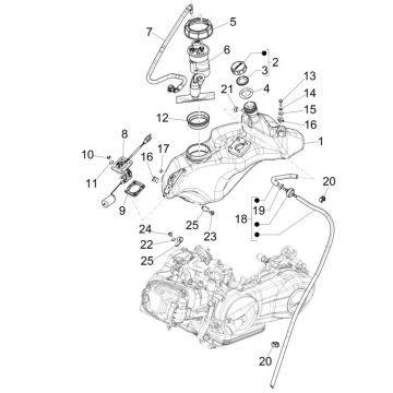 Benzinetank - Tankvlotter - Benzinepomp Vespa Primavera 125 3V IE ABS