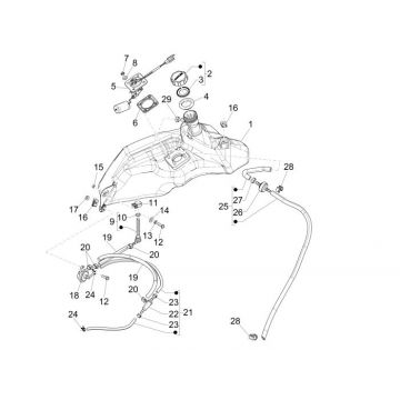 Benzinetank - Tankvlotter - Vacuümkraan Vespa Sprint 50 4-takt 4V
