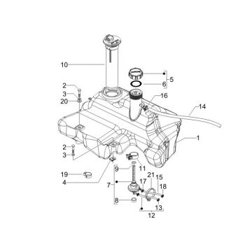 Benzinetank - Tankvlotter - Vacuümkraan Vespa S 50 2-takt AC