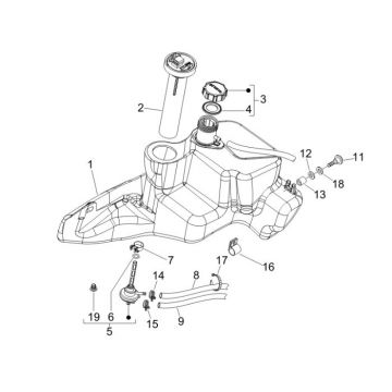 Benzinetank - Tankvlotter - Vacuümkraan Piaggio Fly 50 2-takt AC