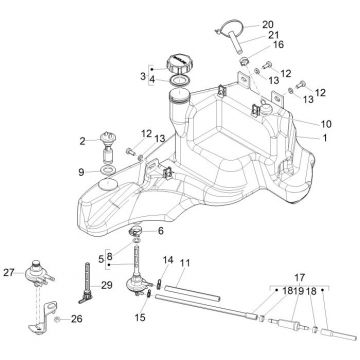 Benzinetank - Tankvlotter - Vacuümkraan Piaggio Zip 2000 2-takt AC