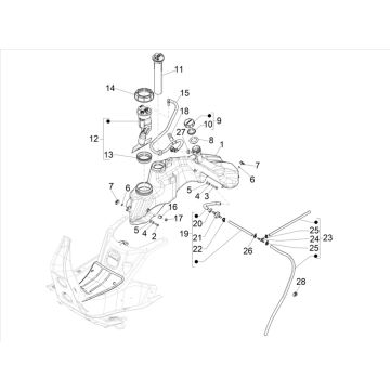 Benzinetank - Tankvlotter - Benzinepomp Vespa GTS 300 HPE 4V IE ABS Euro 4 2019
