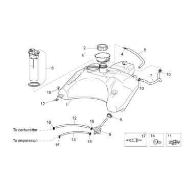 Brandstoftank II Aprilia SR 50 H2O ie+carb 2004-2009