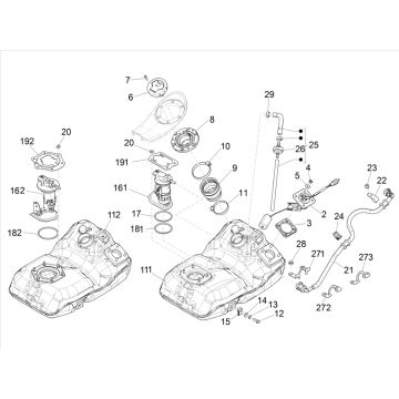 Benzinetank - Tankvlotter - Benzinepomp Piaggio Medley 150 4-takt IE ABS Euro 4 - 2016 - 2020