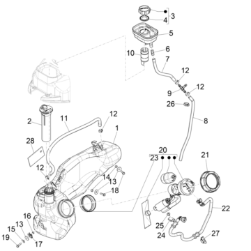 Benzinetank - Tankvlotter - Benzinepomp Piaggio Liberty 50 4-takt AC IGET 3V Euro 5