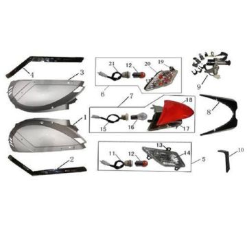 Motorschermen - Achterlicht - Knipperlichten achterzijde BTC Bellagio (12 inch) 19 choco