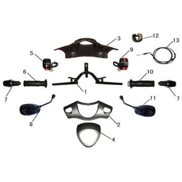 Stuur - Stuurkappen - Stuurschakelaars - Spiegels BTC Bellagio (12 inch) 20 chocobruin