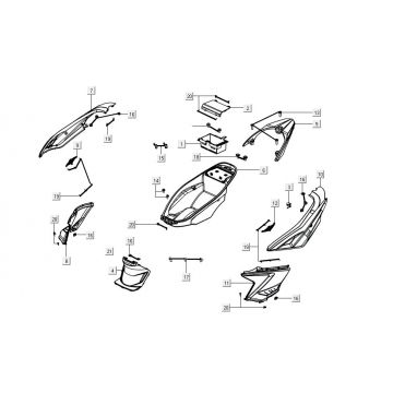 Motorschermen - Helmbak - Achterdrager Kymco Agility 16'+ 50i 4-takt Euro 4 zwart