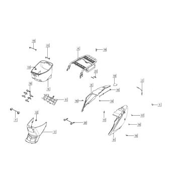 Motorschermen - Helmbak - Achterdrager Kymco Carry 50i 4-takt Euro 4 glans zwart
