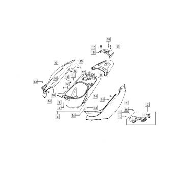 Motorschermen - Helmbak - Achterdrager Kymco Super9 50 2-takt LC oud model matzwart-rood