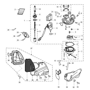 Carburateur- Luchtfilter Peugeot Speedfight 2 50 2-takt AC Euro2