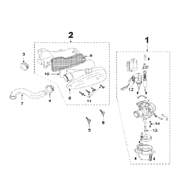 Carburateur Peugeot Speedfight 3 50 2-takt AC Grijs