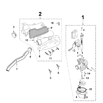 Carburateur Peugeot Speedfight 3 50 2-takt AC Zwart