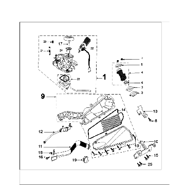 Carburateur Peugeot Speedfight 4 50 4-takt AC Blauwzwart