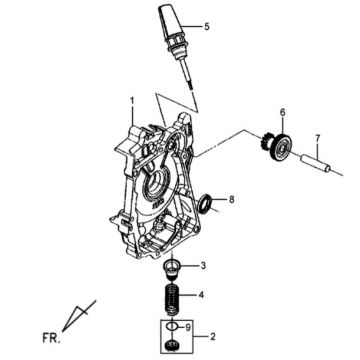 Carterhelft rechts - Oliefilter - Peilstok - Startmotor Sym Mio