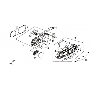 Carterdeksel links Sym Joymax 300I ABS E3 2014-2016