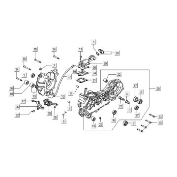 Carterhelft - Oliepomp Kymco Yup 50 2-takt AC zilver-oranje