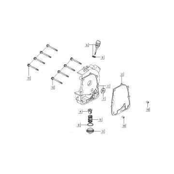 Carterhelft rechts - Peilstok - Oliefilter Kymco New Dink 4-takt wit