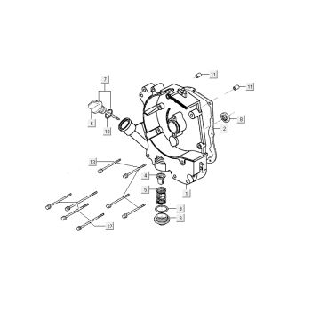 Carterhelft rechts - Peilstok - Oliefilter Kymco Agility Fat 12" 50 4-takt AC special wit