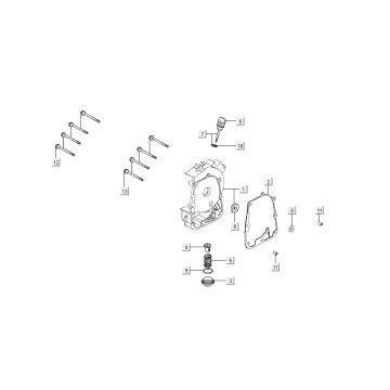 Carterhelft rechts - Peilstok - Oliefilter Kymco Super8 50 4-takt 2007-2009 Rood zwart