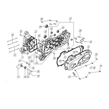 Carter - Carterdeksel - Kickstarteras Kymco Delivery 50 4-takt AC wit