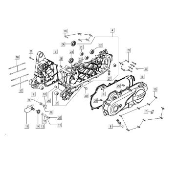 Carter - Carterdeksel - Kickstarteras Kymco Vitality 50 4-takt AC diamantzwart