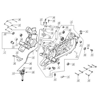 Carter - Oliepomp - Inlaatspruitstuk Kymco Vitality 50 2-takt AC rood