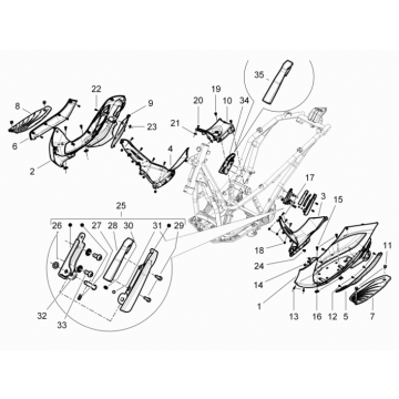 Treeplank - Voetensteun Piaggio Beverly 350 Sport Touring Euro 3 2013-2014