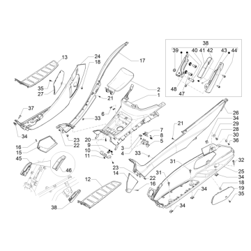 Treeplank - Voetensteun Piaggio MP3 350 Maxi Sport ABS Euro 4 2018-2020