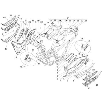 Treeplank - Voetensteun Piaggio MP3 300 HPE / 300 HPE Sport ABS Euro 5 2020-2022