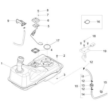 Benzinetank - Tankvlotter - Vacuümkraan Piaggio New Fly 4-takt 4V