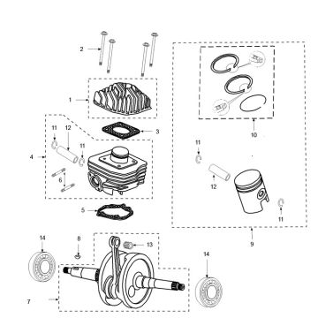 Cilinder- Krukas Peugeot Ludix one 2-takt