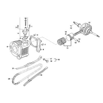 Cilinder- Krukas Rover FS3 4-takt