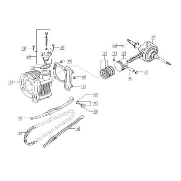 Cilinder - Zuiger - Krukas Kymco Agility RS 4-takt wit 09 Cilinder - Zuiger - Krukas Kymco Agility RS 4-takt wit 09