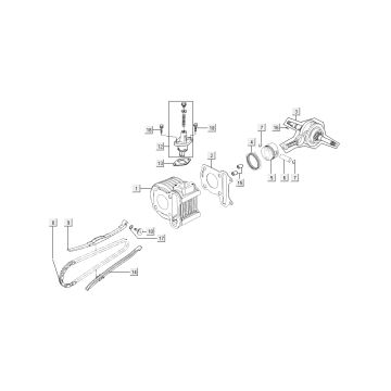 Cilinder - Zuiger - Krukas Kymco Super8 50 4-takt AC 2009→ zwart