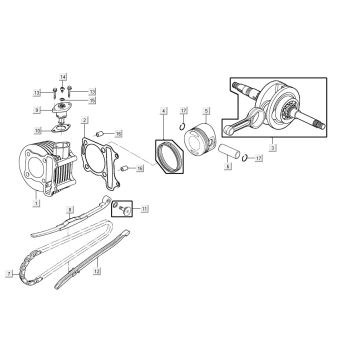 Cilinder - Krukas Agility 16"+ 125 4-takt AC mat metallic lichtblauw