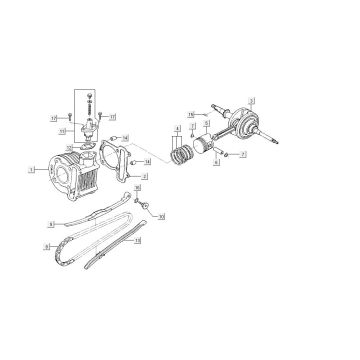 Cilinder - Krukas Kymco Agility FR 12" 4-takt Euro 4 bruin