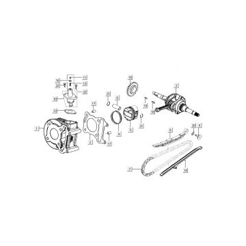 Cilinder - Zuiger - Krukas Kymco New Sento 50i 4-takt