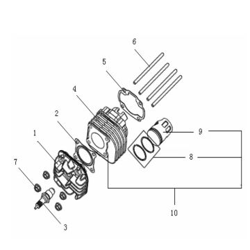Cilinder - Zuiger - Cilinderkop Generic Xor 50 2-takt AC 2007 zwart 25km/u