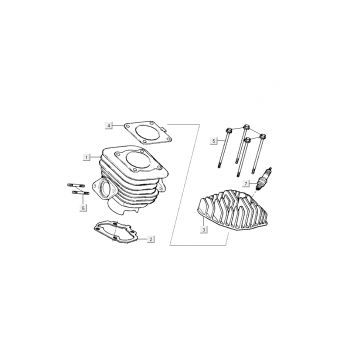 Cilinder - Cilinderkop Kymco Dink 50 2-takt LC zilver