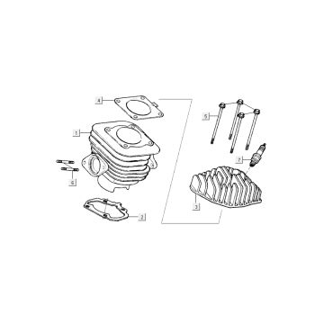 Cilinder - Cilinderkop Kymco Grand Dink 2-takt Titanium