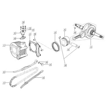 Cilinder - Zuiger - Krukas Kymco Like 125 4-takt AC